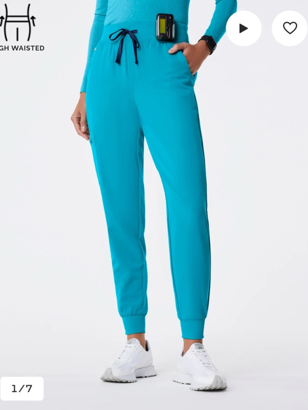 Figs Teal Scrub Set in Top XL and Joggers L - Picture 3 of 10
